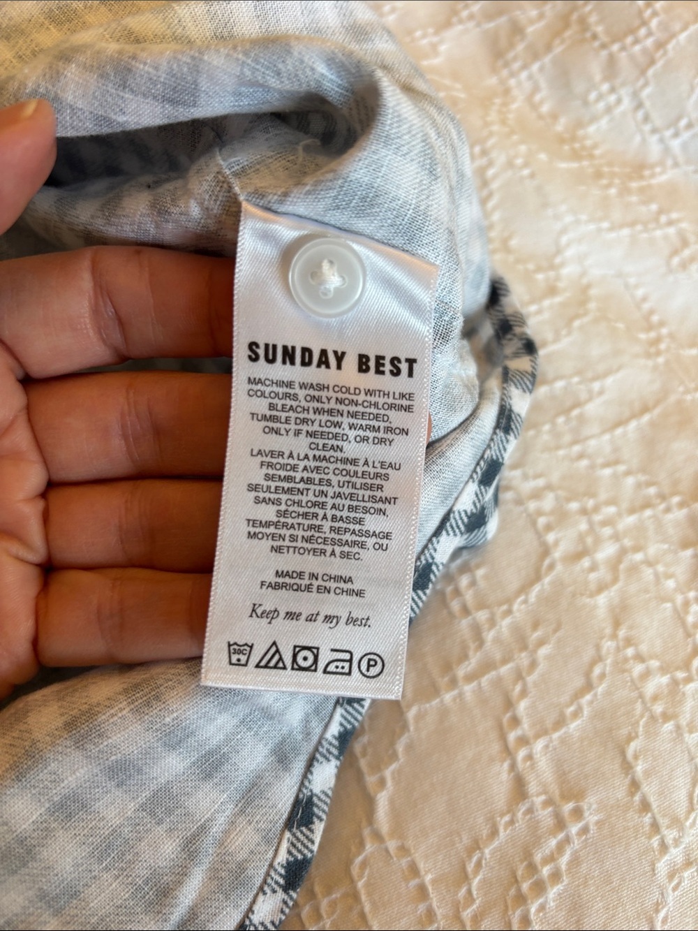 Sunday Best Blue & White Gingham Check Short Sleeve Button-Down Crop Top Size S - Picture 6 of 10